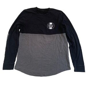 Hollister Long Sleeve Colorblock T-Shirt - Black & Grey